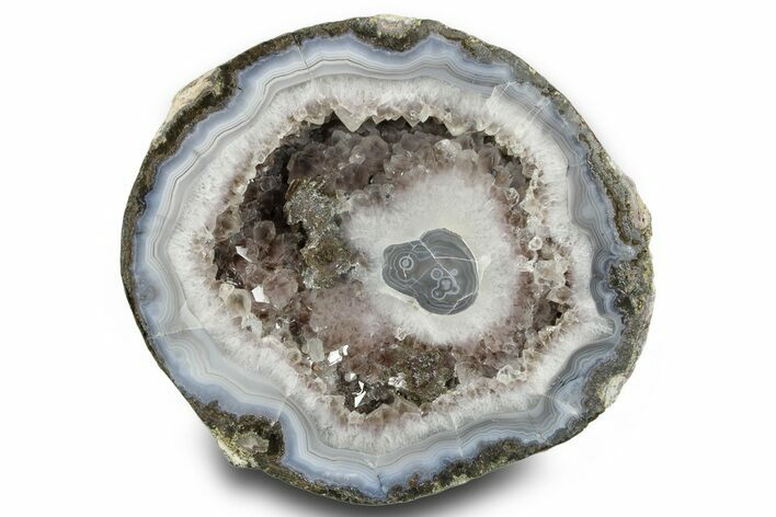 Las Choyas Coconut Geode Half with Smoky Amethyst - Mexico #373054